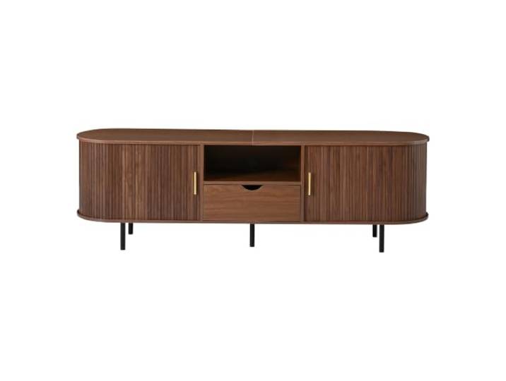 Fernsehtisch 175x40x55cm MDF Rollo-Tür Schublade MDF, Walnussoptik, 175x40x55cm, max. 50kg, Rollo-Tür, Schublade, Kabeldurchlass, Montage erforderlich