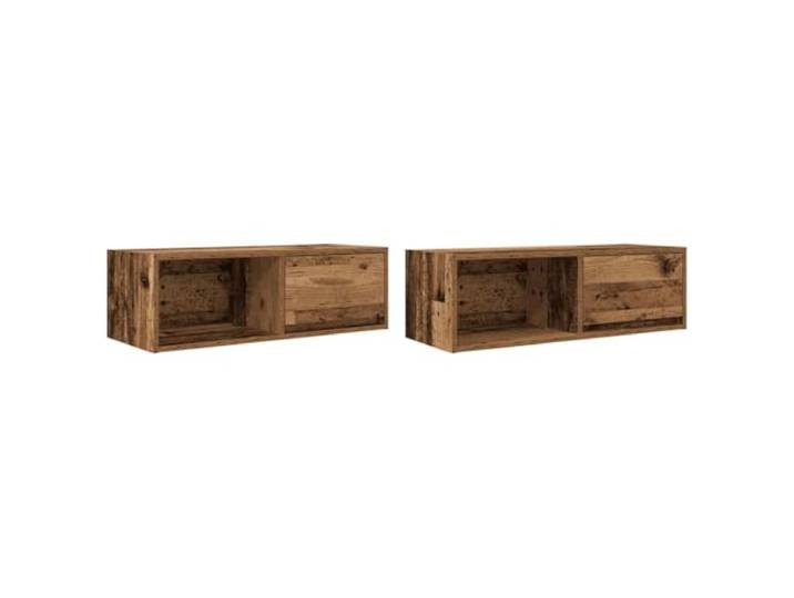 GHVBNMF TV-Schrank 2er Set Altholz-Optik 80x31x25,5 cm Holzwerkstoff Wandhängendes TV-Sideboard Set für Wohnzimmer und Schlafzimmer mit Schublade und Fach für übersichtliche Ordnung.