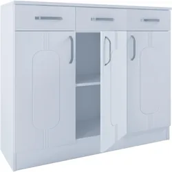 VCM, Kommode + Sideboard, Holz Kommode Sideboard Highboard Anrichte Schrank Balia 3 Schublade Drehtüren (105 x 36 x 89 cm)