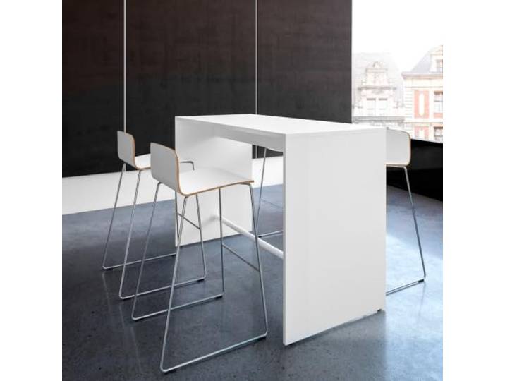 Hochtisch Light Melamin, Weiß 160-180 cm Robust Kratzfest Angenehme Höhe Viel Beinfreiheit Für Büro, Meeting & Freizeit