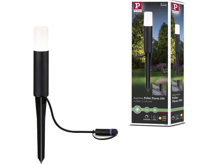 LED Pollerleuchte PAULMANN Flarea , schwarz, H:20cm Ø:4,5cm, Leuchten, LED Pollerleuchte, LED-Modul