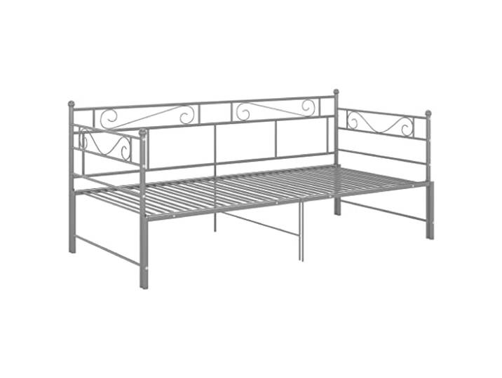 vidaXL Ausziehbett Sofabett Ausziehsofa Bettgestell Tagesbett Schlafsofa Gästebett Bett Metallbett Bettsofa Sofa Couch Grau Metall 90x200cm