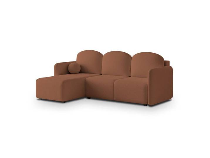 Canapé d'angle SUVINO Canape Convertible - Angle - 3 places - 220x143x85 cm - Tissu bouclette QUELLE 54 - Marron
