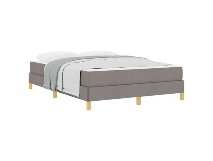 PUGYNBK Boxspringbett, 140 x 190 cm, mit Matratze Taupé Taschenfedern, mittlere Festigkeit, Beine schwarz glänzend, robustes Holz