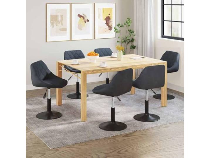 HGPOTUY Esszimmerstühle 6 STK. Drehbar Dunkelgrau Samt Höhenverstellbar Mit Gasdruckfeder, 360 Grad Drehbar, Stabiler Stahlrahmen, Modernes Design