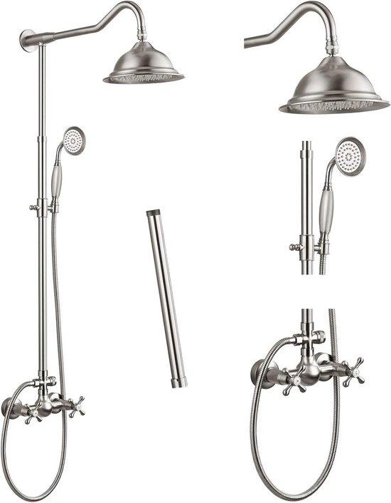 Famanu Vintage Duscharmatur Set gebürstet Nickel ohne Badewannenarmatur