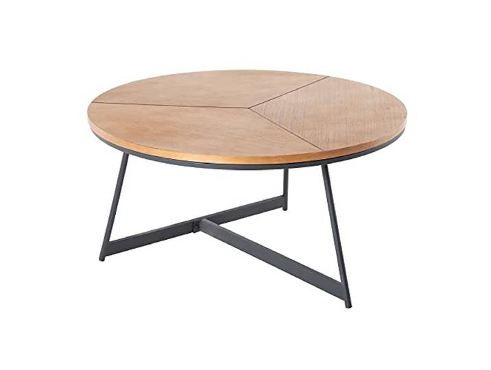 Riess Ambiente Couchtisch Oak Elegance 80cm - schwarz Natur - Metall Als Beistelltisch nutzbar, hochwertig, Eichenholz, Industrial Design, Industrial Look, Metallgestell, 30 kg Belastbarkeit
