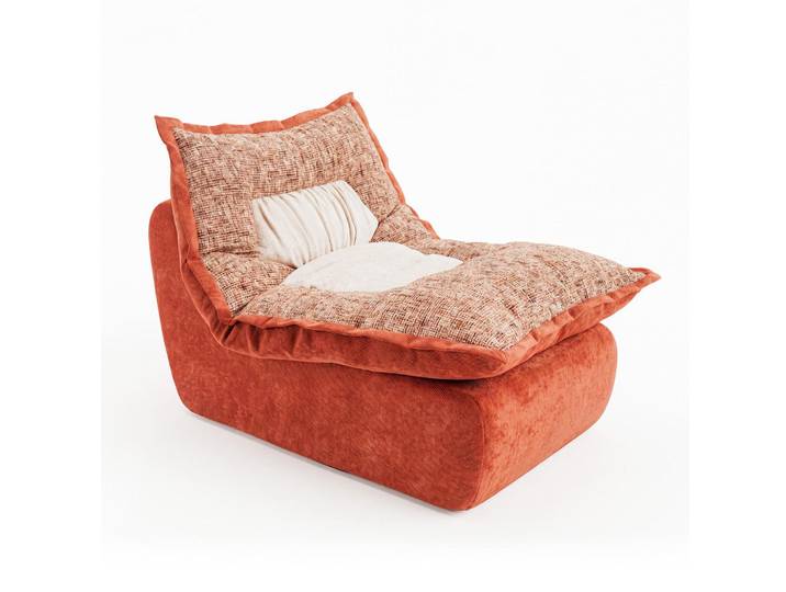 Vercart Schlafsofa 4377, Orange, Bootsförmig, 69x46x127 cm, Gartenmöbel, Gartenliegen, Relaxliegen