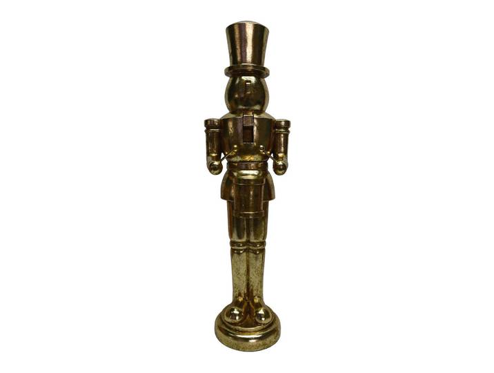 X-Mas Nussknackerfigur, Goldfarben, Metall, Kunststoff, Weihnachten, 17x61.7x16 cm, handgemacht, handgemalt, Dekoration, Weihnachtsdekoration, Winterdeko, Weihnachtsfiguren