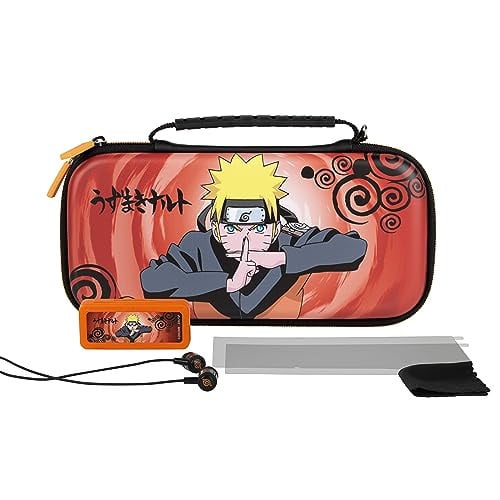 Konix Naruto Shippuden Gaming-accessoireset Jutsu voor Nintendo Switch, Switch Lite en Switch OLED inclusief beschermhoes, gaming-behuizing en hoofdtelefoon in zwart en oranje