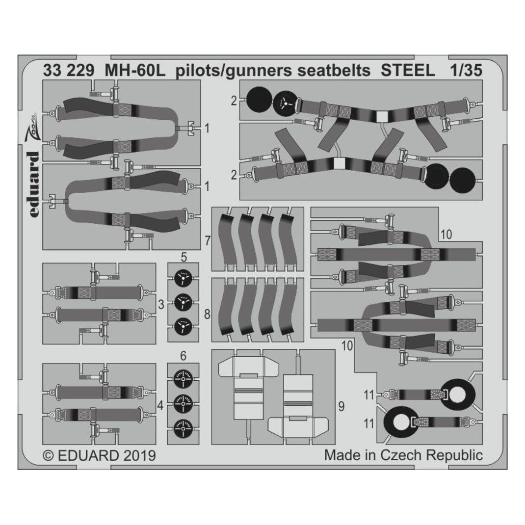 Eduard MH-60L pilots/gunners seatbelts STEEL for Kitty Hawk (33229)