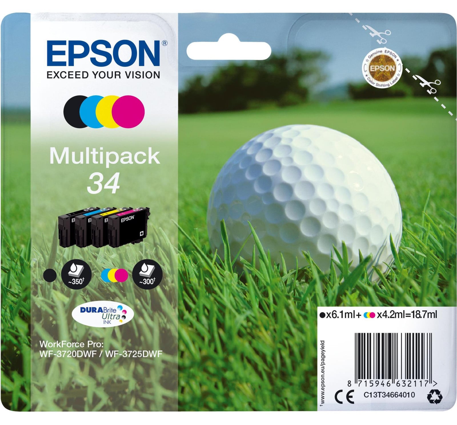 Epson C13T34664010 Originele inktpatronen multipack - Zwart, Cyaan, Magenta, Geel