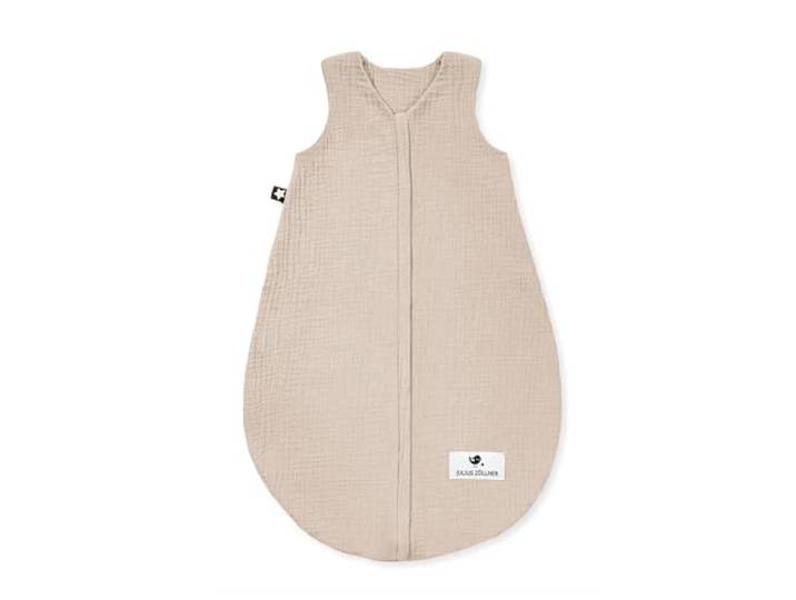 Julius Zöllner Musselin Sommerschlafsack sand, Größe 70 aus weicher Musselin Baumwolle, sicher und schadstoffgepüft, ideal für warme Sommernächte