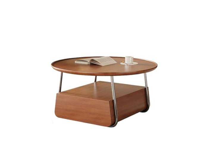 Ptasccne Couchtisch mit Stauraum, runde Mitteltische for Wohnen Zimmer mit Schubladen-Metallrahmen for Zuhause couchtisch
