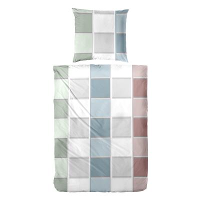 Bettwäsche PRIMERA "Mako-Satin-Bettwäsche Havana", blau, B/L: 155cm x 220cm, 1 Stk., 1 Stk., Mako-Satin, B/L: 80cm x 80cm, 2 Stk., Mako-Satin, Obermaterial: 100% Baumwolle, Bettwäsche, Bettwäsche, mit Karo Muster