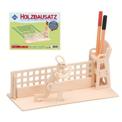 PEBARO 840/2 - Holzbausatz Stiftehalter Tennis, 18-teilig, Holzkonstruktion zum Zusammenstecken