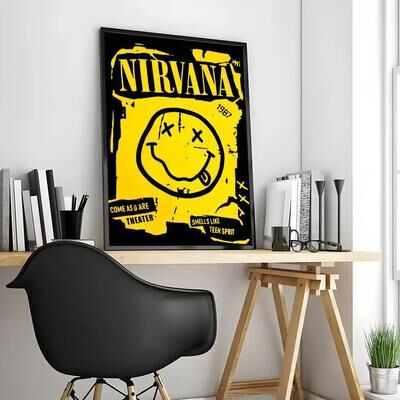 Inspire Essentials Nirvana Rock Band Canvas Poster Waterproof Wall Art 12 15.75 19.69 In