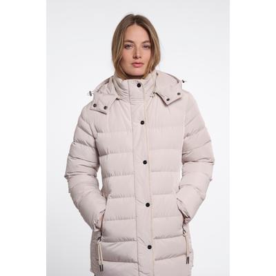 Steppmantel RINO & PELLE "NUSA", Damen, Gr. 44, beige (stone), Steppware, Obermaterial: 100% Polyester. Futter: 100% Polyester. Wattierung: 100% Polyester, regular fit Po-bedeckend, gerader Abschluss, Mäntel Steppmantel, mit Kapuze