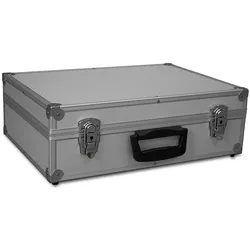 GORANDO Transport-Koffer silber mit Alurahmen | 440x300x130mm | Alukoffer - Würfelschaum