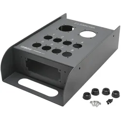 SOMMER CABLE Stagebox-Leergehäuse, THE BOXX, 2 x Schuko / 8 x Typ-D / Seitlich: 2 x Multipin-Stanzung 16/24er / Innen: 5 x M3 Gewinde für PE, 2 mm Stahlblech, grau