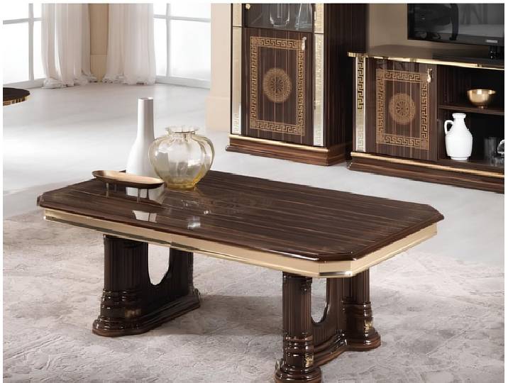 JVmoebel Couchtisch Eleganter Couchtisch aus Holz mit braunem Finish (Packung), Made in Europa