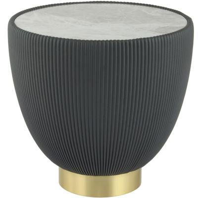 Beistelltisch KAYOOM "Jokai 125, praktische Ablagefläche, robust, Eisengestell", grau (grau, gold, weiß), B:47cm H:45cm T:47cm, 100% Eisen, 100% PU, 100% gesinterter Stein, 100% MDF, Tische, Beistelltisch, dekorativ, stilvoll, robust, gesinterte...