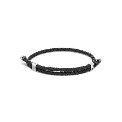 Armband TOMMY HILFIGER "Schmuck Edelstahl Armschmuck Lederarmband", bunt (edelstahlfarben, schwarz, blau, rot, weiß), Armbänder, Herren, Edelstahl Leder, Edelstahl, Leder, Armband, mit Emaille