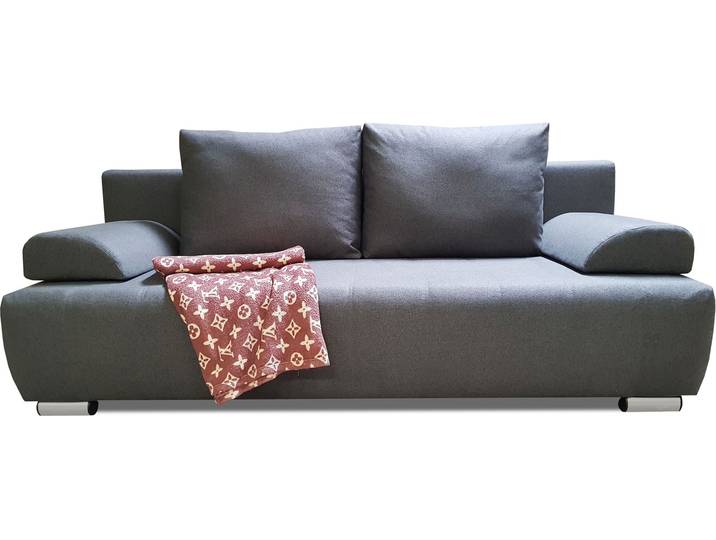 AMIR Schlafsofa mit Bettkasten, Stoffbezug, dunkelgrau