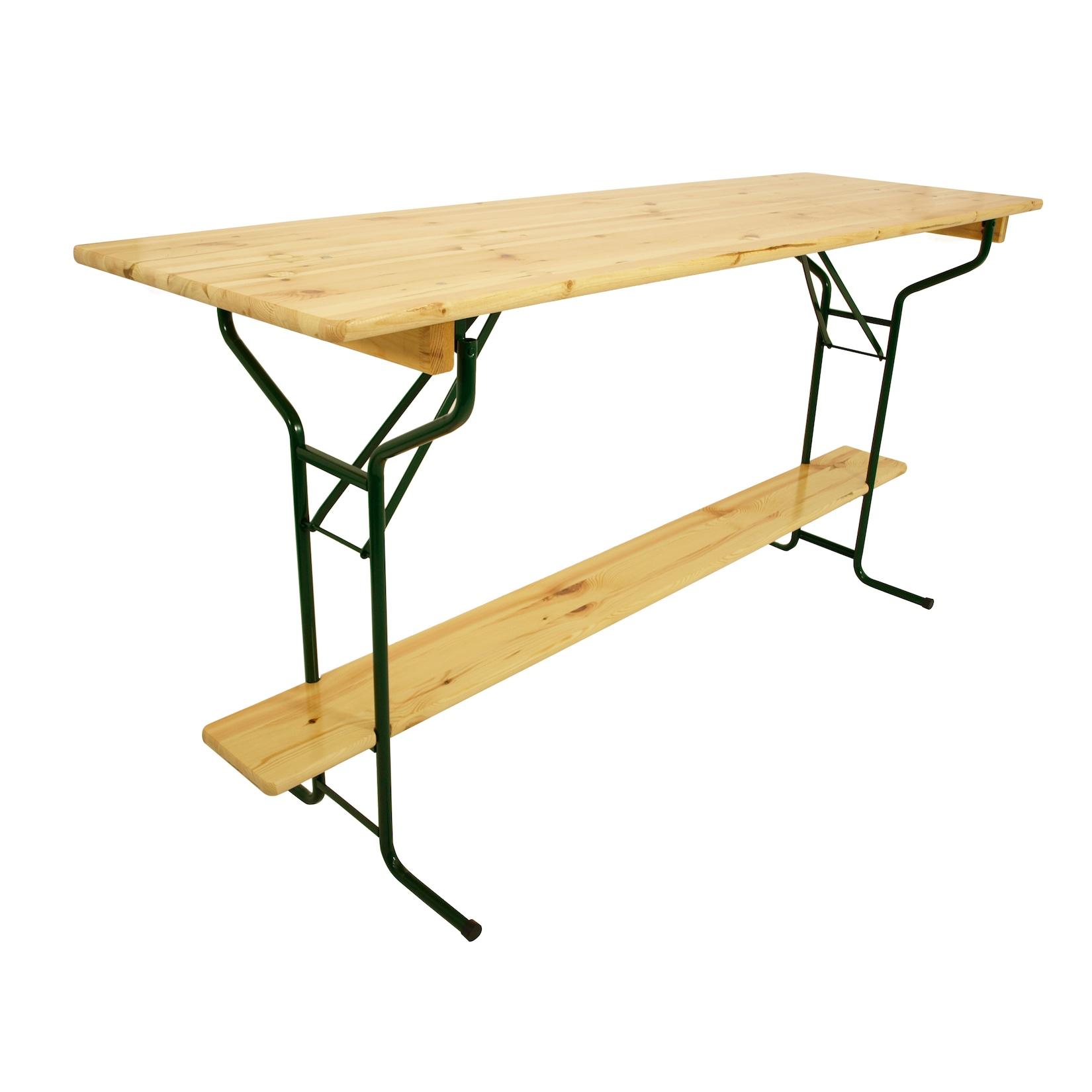 Stehtisch BAMBERG 220cm klappbar, Metall + Holz lackiert, mit Fuss-Stütze