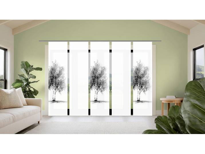 Schiebegardine HOME WOHNIDEEN TREE , grau, B:60cm H:245cm, Polyester, Gardinen, Schiebegardine, Schiebewand Seidenoptik, SET, Digitaldruck