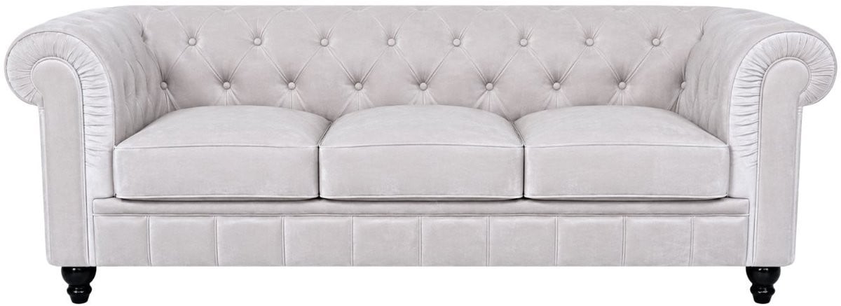 Chesterfield Bank 3 Zits Meubeldistrict Wit Fluweel Sofa