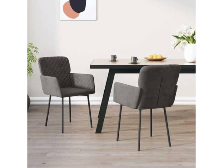 HGPOTUY Esszimmerstühle 2 STK. Dunkelgrau Samt Metallgestell, Stabil, Ergonomisch, Polsterstühle, 110 kg Belastbar