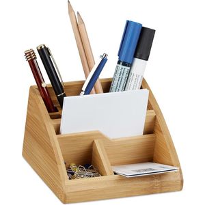 Relaxdays Schreibtisch-Organizer 10022187, Bambus, 5 Fächer, braun