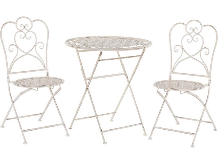 BELIANI Bistroset beige Metall 2er Balkon Terrasse Garten romantisch