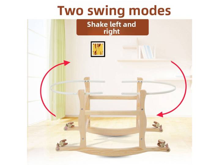Berceau Babyfond en pin avec support, panier à bascule bidirectionnel, panier de couchage, berceau portable pour bébé avec roues (berceau non inclus)
