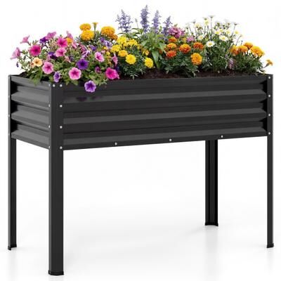 Costway Raised Garden Bed with Legs Electro-Coating Metal Large Elevated Planter Box-Black