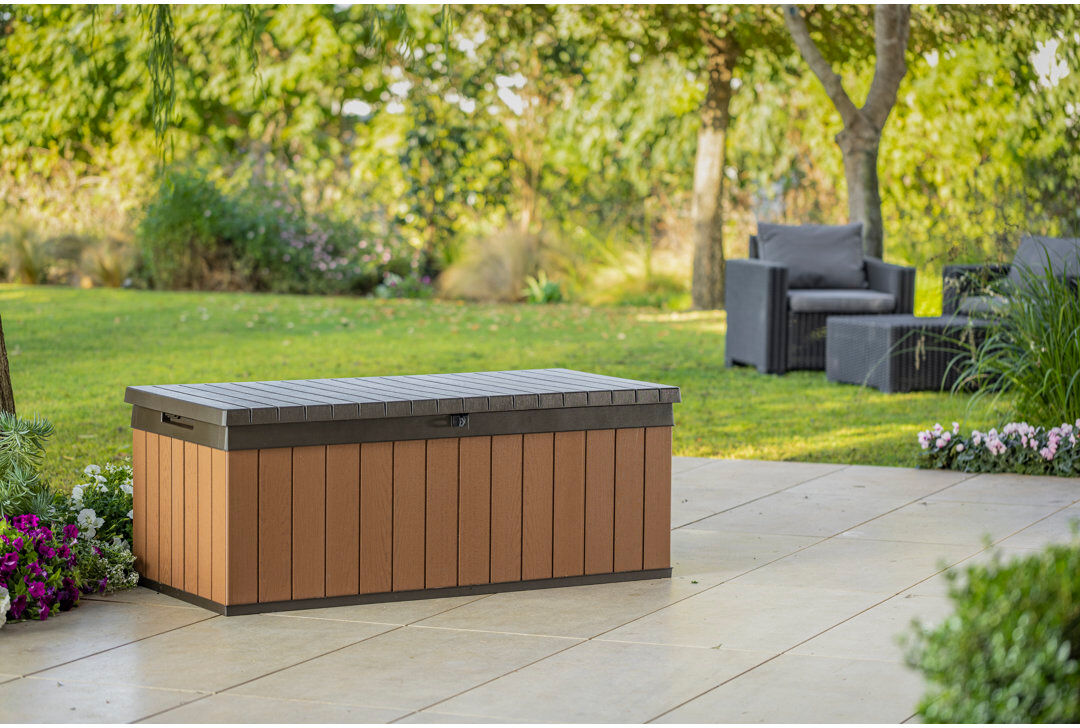 Keter Darwin 454L Storage Box - Grey Brown 64.3cm H X 142.5cm W X 65.3cm D