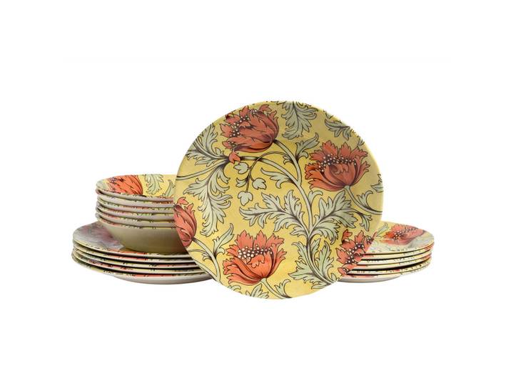 Creatable Tafelservice Florentina, Mehrfarbig, Keramik, 18-teilig, Blume, stapelbar, Geschirr, Geschirrsets, Tafelservice
