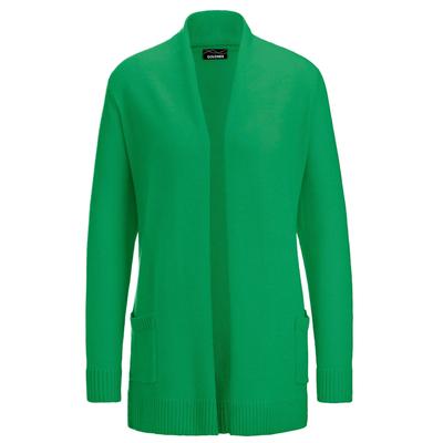 Strickjacke GOLDNER "Kurzgröße Langarm Cardigan aus Merino", Damen, Gr. 21, grün, Obermaterial: 100% Schurwolle WV., figurumspielend, weit Rippe, Strickjacken Strickjacke, Schalkragen