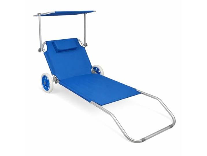 VCM Sonnenliege Blau 65x165x16 cm Klappbar mit Sonnendach Garten Terrasse