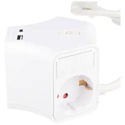 Tischsteckdose 3-fach mit USB-A und USB-C Ladeanschluss, sternförmig, zur Wandmontage geeignet