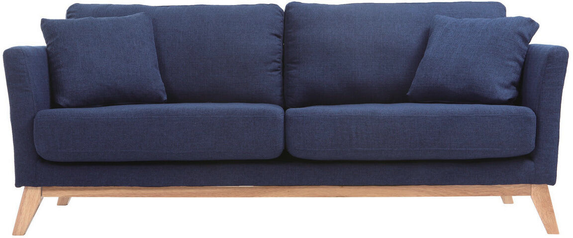 Miliboo Sofa skandinavisch 3 Plätze Dunkelblau Holzbeine OSLO