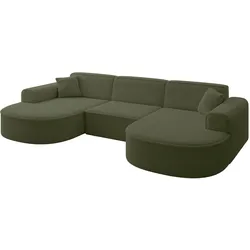WOHNLANDSCHAFT MARI-U1 - 303x171x79 cm Grün Bouclé