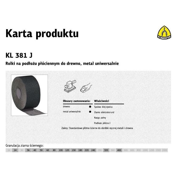 Klingspor Egatools 266171 Schleifleinen Körnung 24, Schleifgeweberolle 150 mm x 30 m Rolle (24) (266171)