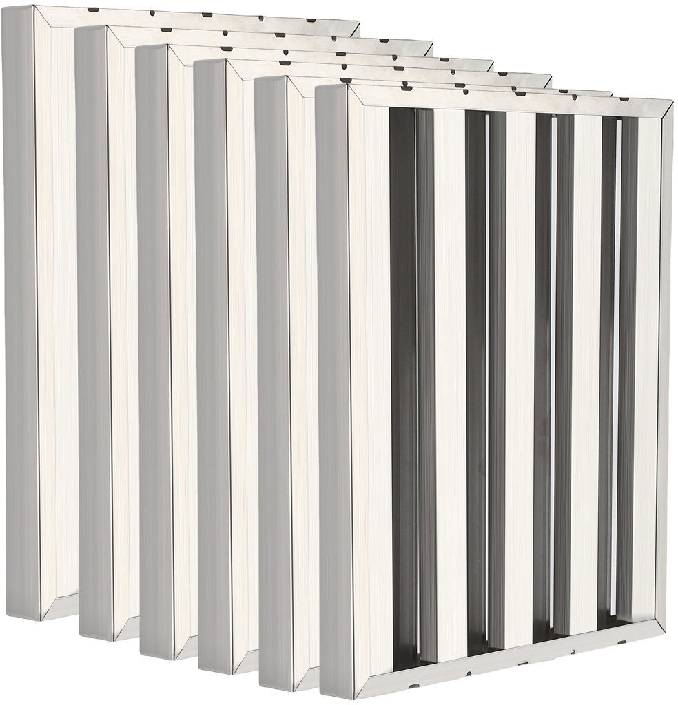 idealhouse Pack of 6 Commercial Hood Filters 49.5 x 49.5cm, 304 Stainless Steel 6‑Groove Baffle Filter for Kitchen Exhaust & Range Hood Stainless Steel 49.53cm H X 49.53cm W X 4.83cm D