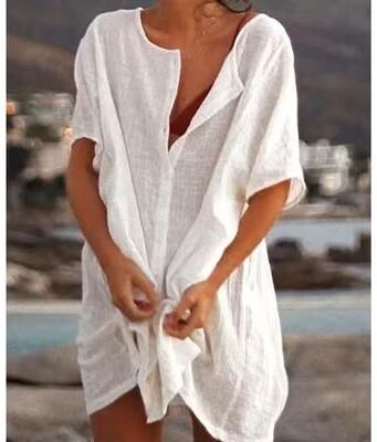 Uplift Essentials Cotton Linen Oversized Summer Blouse Vintage Short Sleeve Button Down Shirt For Women 6xl white