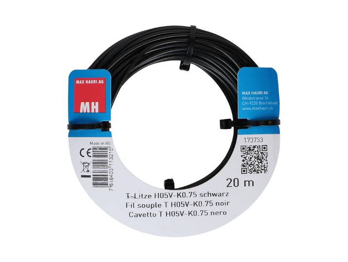 Max Hauri AG T-Litze H05V-K0.75 20m schwarz