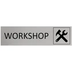CombiCraft Aluminium Türschild Workshop 165x45mm mit 3M-Tape zur Befestigung, einfache Kennzeichnung von Räumen und Bereichen