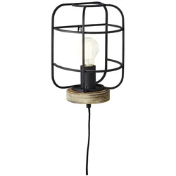BRILLIANT Lampe, Gwen Wandleuchte antik holz/schwarz korund, Metall/Holz, 1x A60, E27, 52W,Normallampen (nicht enthalten)