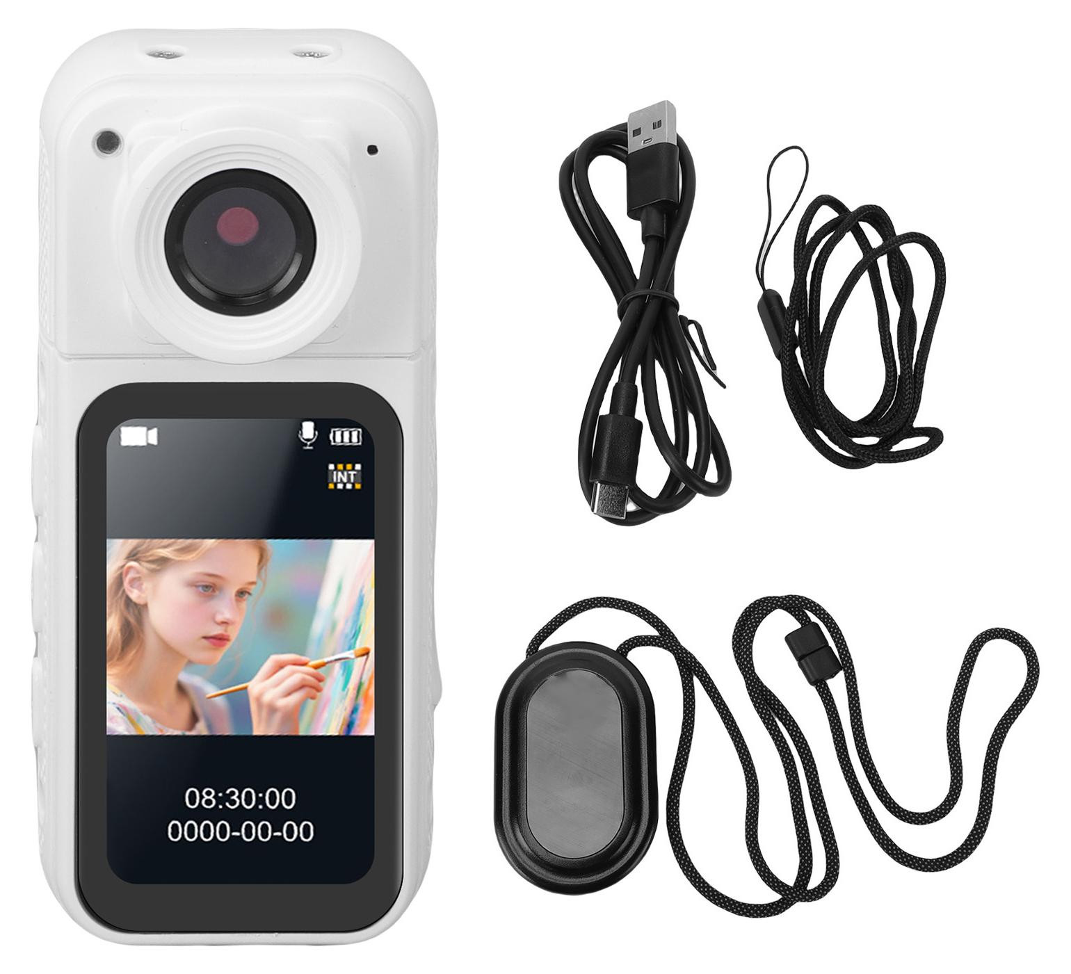 Gistuch Mini-actiecamera 1080P, Magnetisch, Wit